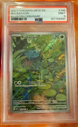 Pokemon TCG Bulbasaur Scarlet Violet-151 Illustration Rare Card 166/165 PSA 9 - Image 1