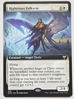 Righteous Valkyrie - Extended Art Creature - Kaldheim EN - 338 Angel Rare - Image 1