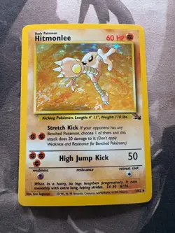 Pokemon Fossil - "Hitmonlee" HOLO 7/62 - EX-NM - Vintage Pokemon Holofoil! - Image 1