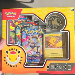 Pokemon TCG Day 2026 Collection Box Promo Pikachu, Coin, 3 Booster Packs - Image 1