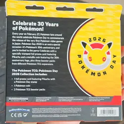 Pokemon TCG Day 2026 Collection Box Promo Pikachu, Coin, 3 Booster Packs - Image 2