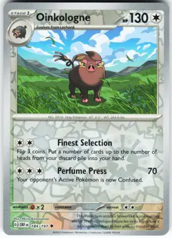 Oinkologne - 184/197 Pokemon SV03: Obsidian Flames Reverse Holo Uncommon NM - Image 1