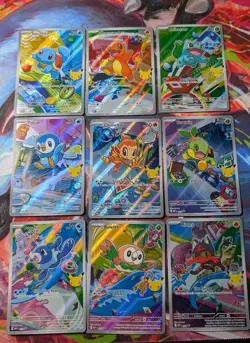 Pokemon 30th Anniversary First Partners Illustration Collection IR Set Of Nine - Image 1