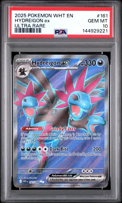 2025 POKEMON WHT EN-WHITE FLARE ULTRA RARE #161 HYDREIGON EX PSA 10 - Image 1