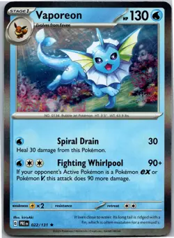 Vaporeon - SV: Prismatic Evolutions 022/131 - Rare - NM Pokemon TCG - Image 1