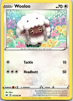 Wooloo (153) - SWSH01: Sword & Shield Base Set 153/202 - Common - NM Pokemon TCG - Image 1