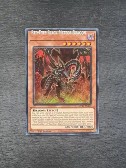 YuGiOh Red-Eyes Black Meteor Dragon - Double Misprint Name Shift + Wrong Foil NM - Image 1
