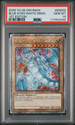 2025 YU-GI-OH! RA04-QUARTER CENTURY STAMPEDE BLUE-EYES WHITE DRAGON PSA 10 - Image 1