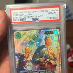 Namco One Piece CCG Roronoa Zoro PRB02-006 Foil Rare EN 2026 PSA 10 - Image 3