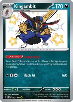 Kingambit - 187/091 - Pokemon Paldean Fates Shiny Rare Card NM - Image 1