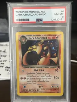 Pokemon TCG Dark Charizard Team Rocket Holo Rare PSA 8 4/82 Unlimited English - Image 1