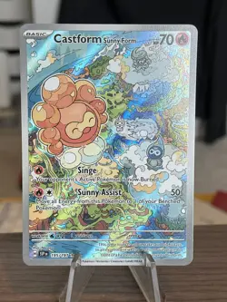 Pokemon Castform Sunny Form 195/191 Sv08: Surging Sparks Illustration Rare NM - Image 1