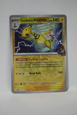 Team Rocket's Ampharos 074/182 Uncommon Destined Rivals Pokemon Reverse Holo NM - Image 1