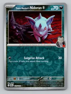 Reverse Holo Team Rocket's NidoranF 114/182 Common Destined Rivals Pokemon - Image 1