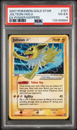 2007 POKEMON EX POWER KEEPERS GOLD STAR #101 JOLTEON-HOLO PSA 4 - Image 1
