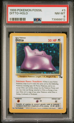 1999 POKEMON FOSSIL #3 DITTO - HOLO PSA 8 - Vintage WOTC - Image 1