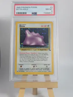 1999 POKEMON FOSSIL #3 DITTO - HOLO PSA 8 - Vintage WOTC - Image 3