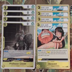 4 x Professor Clover OP09-102 R & Dereshi! OP09-117 R ONE PIECE Foil Mint 8cd - Image 1