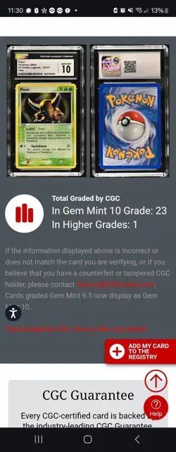 (POP 23) CGC 10 GEM MINT 2004 Pokemon Ex Hidden Legends Pinsir Holo 13/101 Card - Image 4