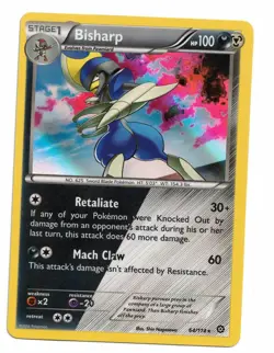 Pokemon Card: Bisharp HOLO 64/114 XY Steam Siege Rare! EX - Image 1
