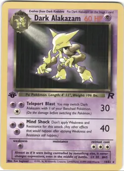 Dark Alakazam 1st Edition, Holo 1/82 Team Rocket Pokemon Card NM - Image 1