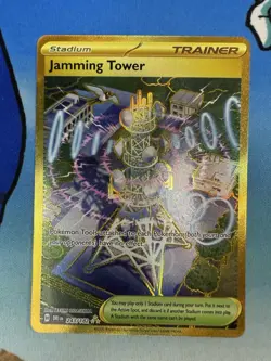 Jamming Tower 243/182 Gold Secret Rare Destined Rivals Alt Art 2025 Pokemon Card - Image 1