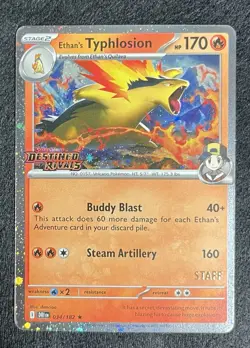 Pokemon TCG Ethan's Typhlosion Destined Rivals Staff Promo Card 034/182 NM - Image 1