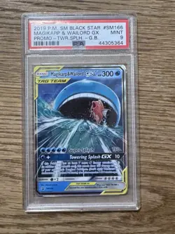 Magikarp & Wailord GX SM166 Sun & Moon Black Star Promo Card PSA 9 - Image 1