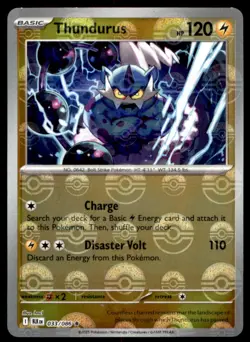 Thundurus (Poke Ball Pattern) 033/086 Holo Rare SV: Black Bolt Pokemon Holo NM - Image 1