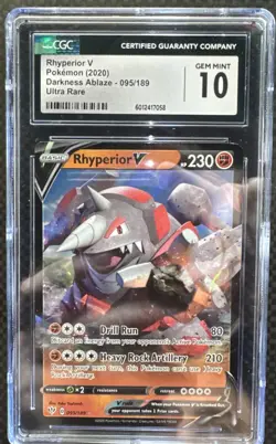 2020 Pokemon: RHYPERIOR V 095/189 - [Darkness Ablaze] Ultra - Gem Mint CGC 10 - Image 1