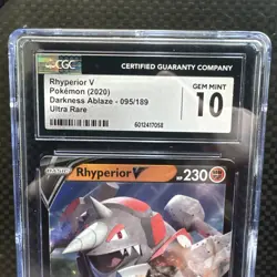 2020 Pokemon: RHYPERIOR V 095/189 - [Darkness Ablaze] Ultra - Gem Mint CGC 10 - Image 3