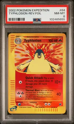 2002 POKEMON EXPEDITION 64 TYPHLOSION-REVERSE FOIL - PSA Grade 8 - Image 1