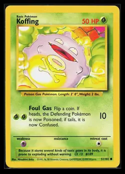 Koffing 51/102 Common Base Set Pokemon Card - Image 1
