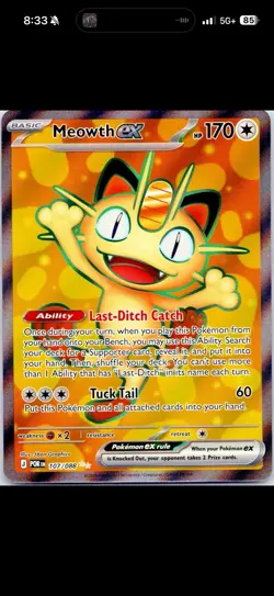 Pokemon Perfect Order Meowth EX 107/88 Ultra Rare Full Art - Image 1