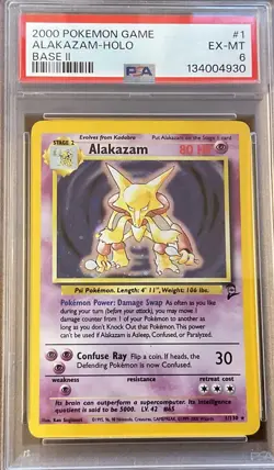 1999 POKEMON BASE SET UNLIMITED #1 ALAKAZAM-HOLO PSA 6 - Image 1
