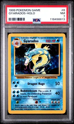 1999 POKEMON BASE SET UNLIMITED #6 GYARADOS-HOLO PSA 7 - Image 1