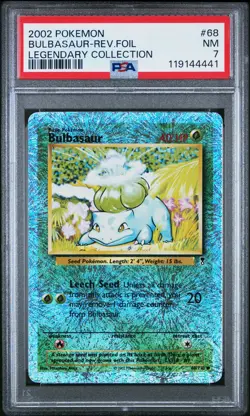 2002 POKEMON LEGENDARY COLLECTION #68 BULBASAUR-REVERSE FOIL PSA 7 - Image 1