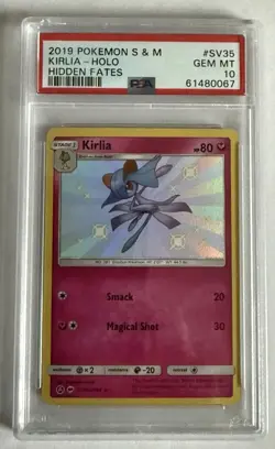 2019 POKEMON SUN & MOON HIDDEN FATES #SV35 KIRLIA HOLO PSA 10 GEM MINT - Image 1