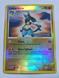 Pokemon TCG Lucario Reverse Holo Rare Card 6/130 Diamond and Pearl *MP* 2007 - Image 1