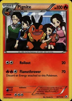 Pokemon TCG Card Pignite Fire Normal Legendary Treasures LTR 26/113 - Image 1