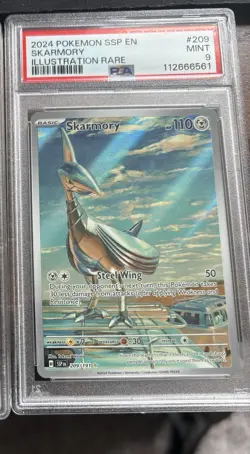 Pokemon Skarmory 209/191 Sv08: Surging Sparks Illustration Rare Holo PSA 9 - Image 1