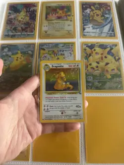 Pokemon TCG Pikachu & Dragonite Card Lot 7x Wizards 4/62 419 English 1999 - Image 1