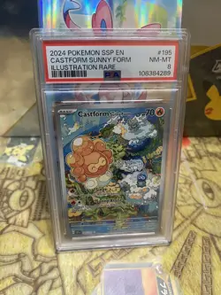 2024 POKEMON SSP EN-SURGING SPARKS ILLUSTRATION RARE CASTFORM SUNNY FORM PSA 8 - Image 1