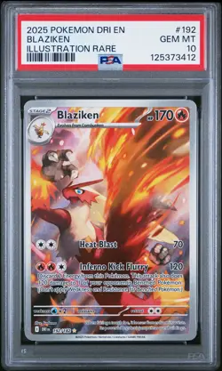 2025 POKEMON DRI EN-DESTINED RIVALS ILLUSTRATION RARE #192 BLAZIKEN PSA 10 - Image 1