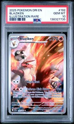 2025 POKEMON DRI EN-DESTINED RIVALS ILLUSTRATION RARE #192 BLAZIKEN PSA 10 - Image 1