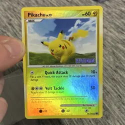 Pokemon Pikachu Common Reverse Holo Platinum 70/100 60 HP Basic Card 2008 - Image 1