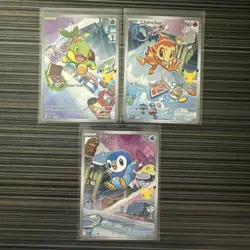 First partner illustration collection pokemon Turtwig Chimchar Piplup 4 Sinnoh - Image 1