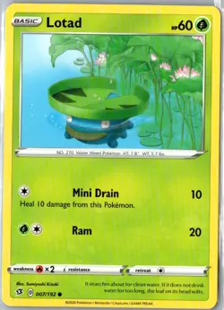 LOTAD 007/192 COMMON REBEL CLASH POKEMON LP - Image 1