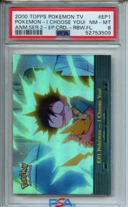 2000 Topps Pokemon #EP1 Pokemon I Choose You! Rainbow PSA 8 - Image 1