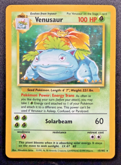 Venusaur 15/102 Holo Rare Pokemon 1999 Base Set Unlimited WOTC Vintage NM/LP - Image 1